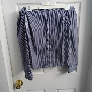 Express Striped Off-Shoulder Button Down Blouse Size S.